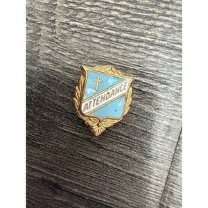 Vintage 1950's ENAMEL Church ATTENDANCE Lapel PIN Shield Design